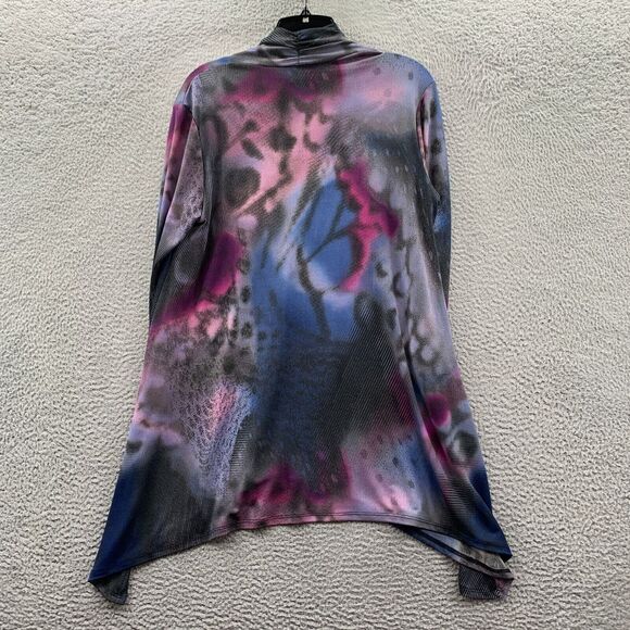 Clara Sun Woo Blouse Womens Small Top 3/4 Sleeve Purple Blue Black - Picture 2 of 8
